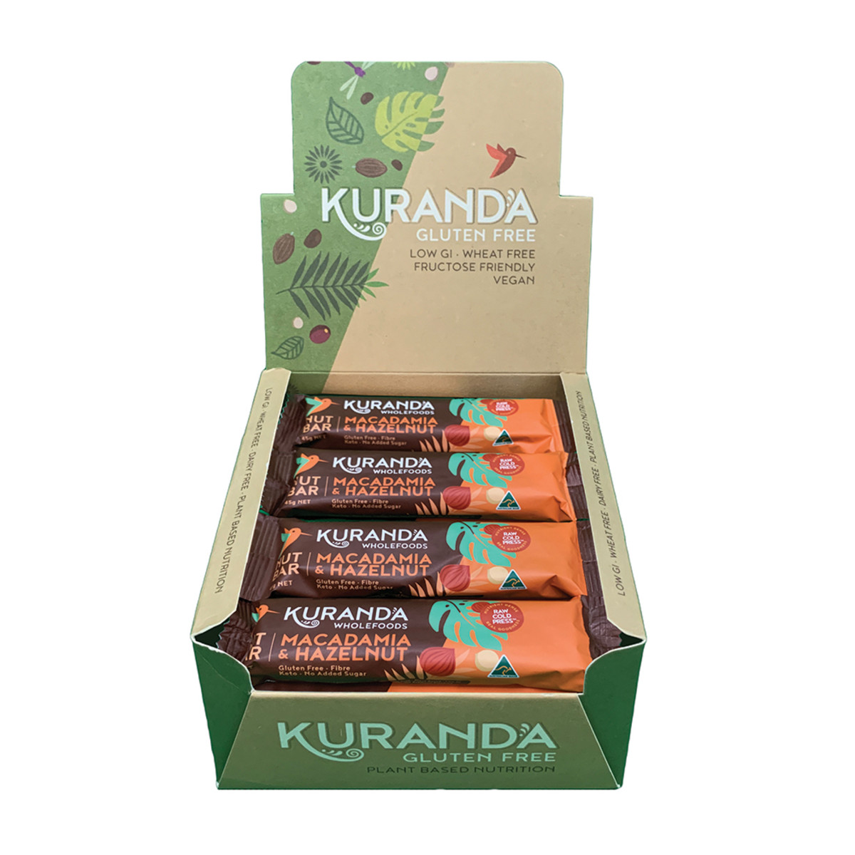 Kuranda Gluten Free Nut Bars Macadamia & Hazelnut 45g x 16 Display